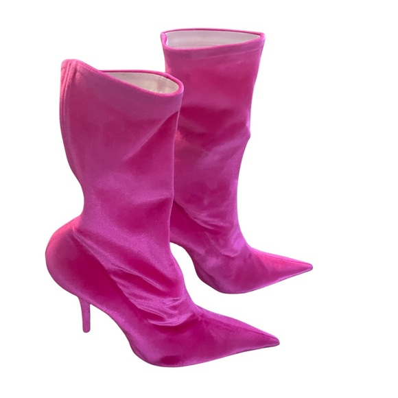 Balenciaga Shoes - Preloved Balenciaga Pink Velvet Knife Boot ‼️SOLD‼️